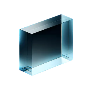 Futuristic blue glass rectangular block